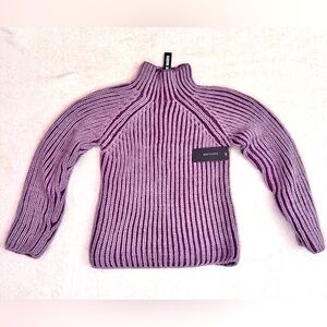 NEW Steve Madden Womens Terra Sweater Med Mulberry Long Sleeve Mock Neck Ribbed